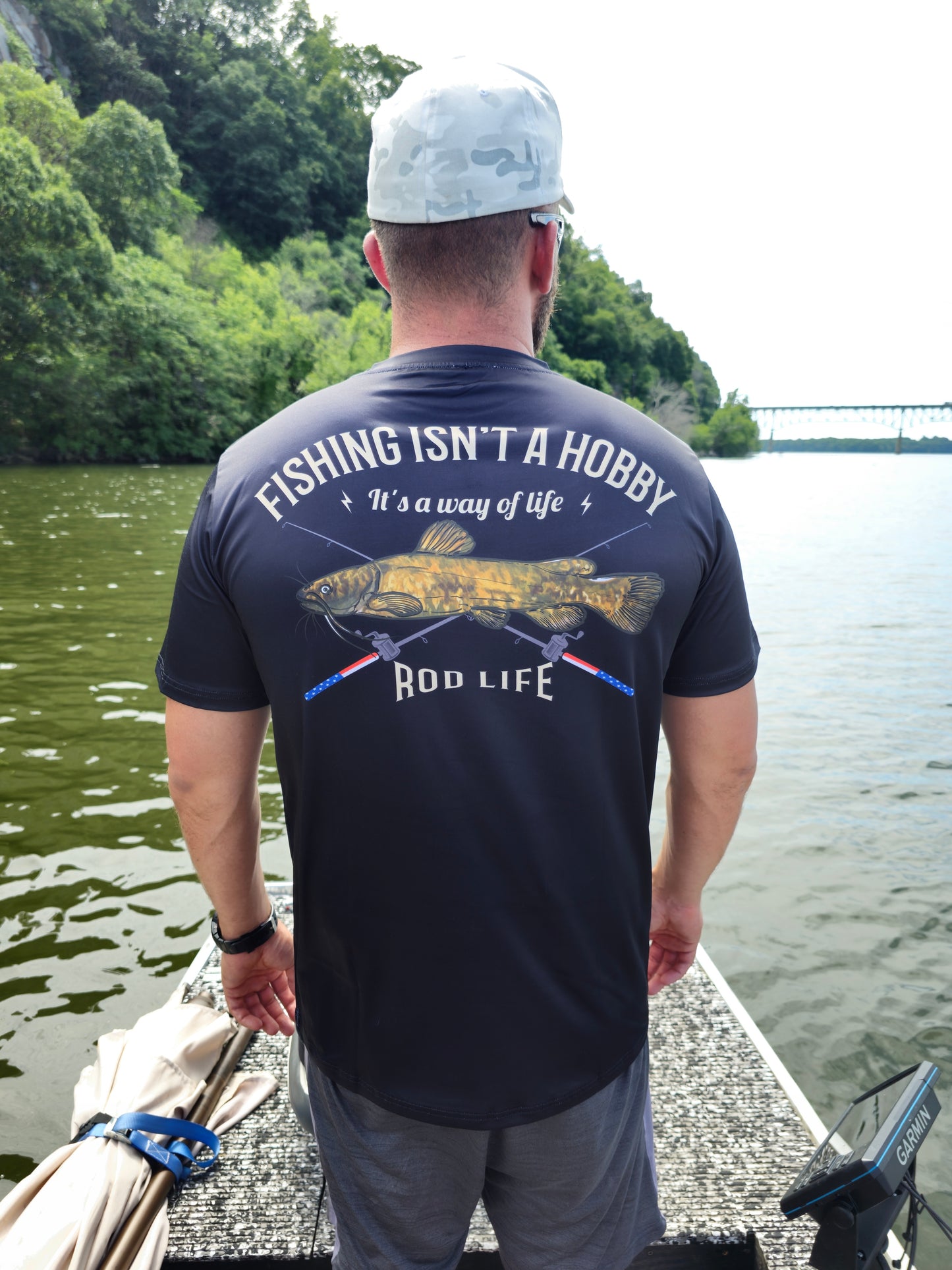 Premium Flathead Catfish logo - T Shirt - Black