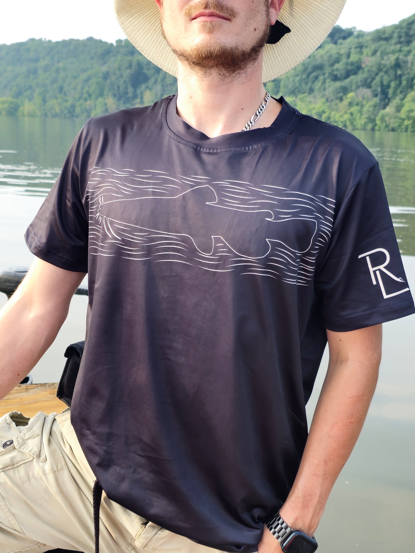 Flathead Catfish Outline T-Shirt - Black
