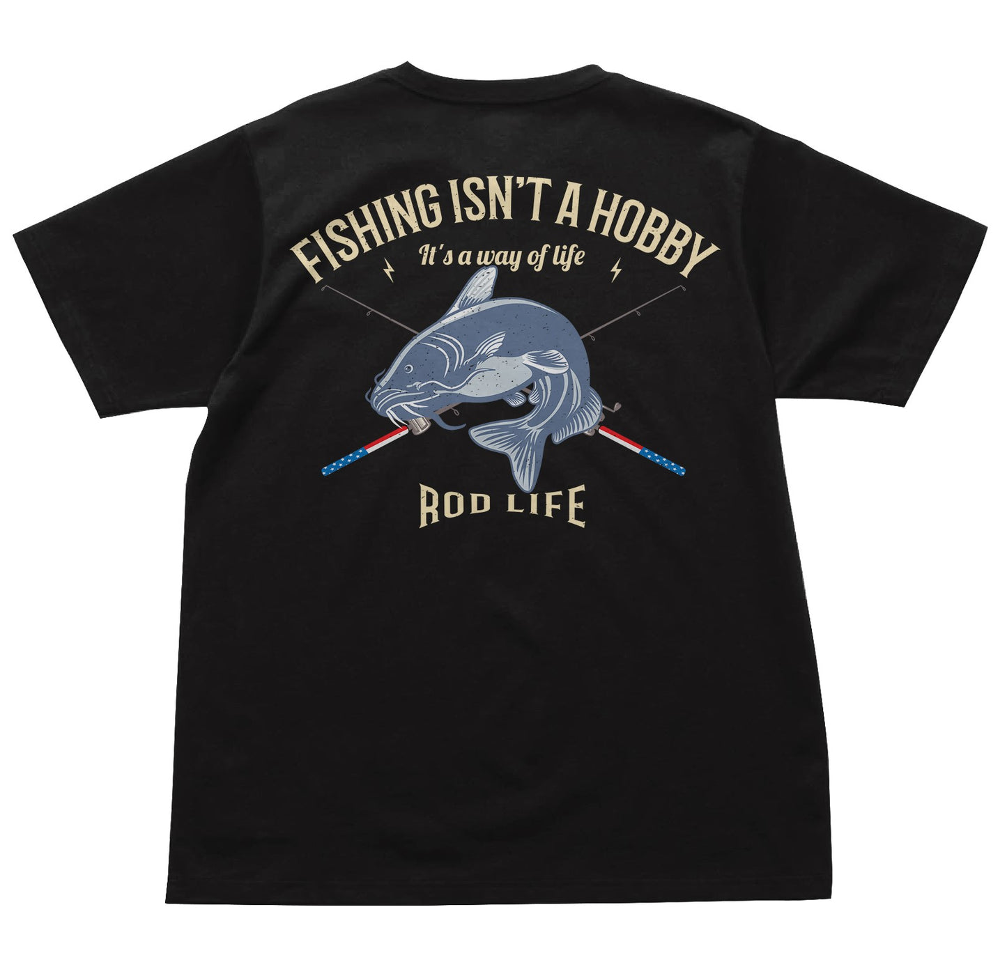Blue catfish Short Sleeve T Shirt - Black