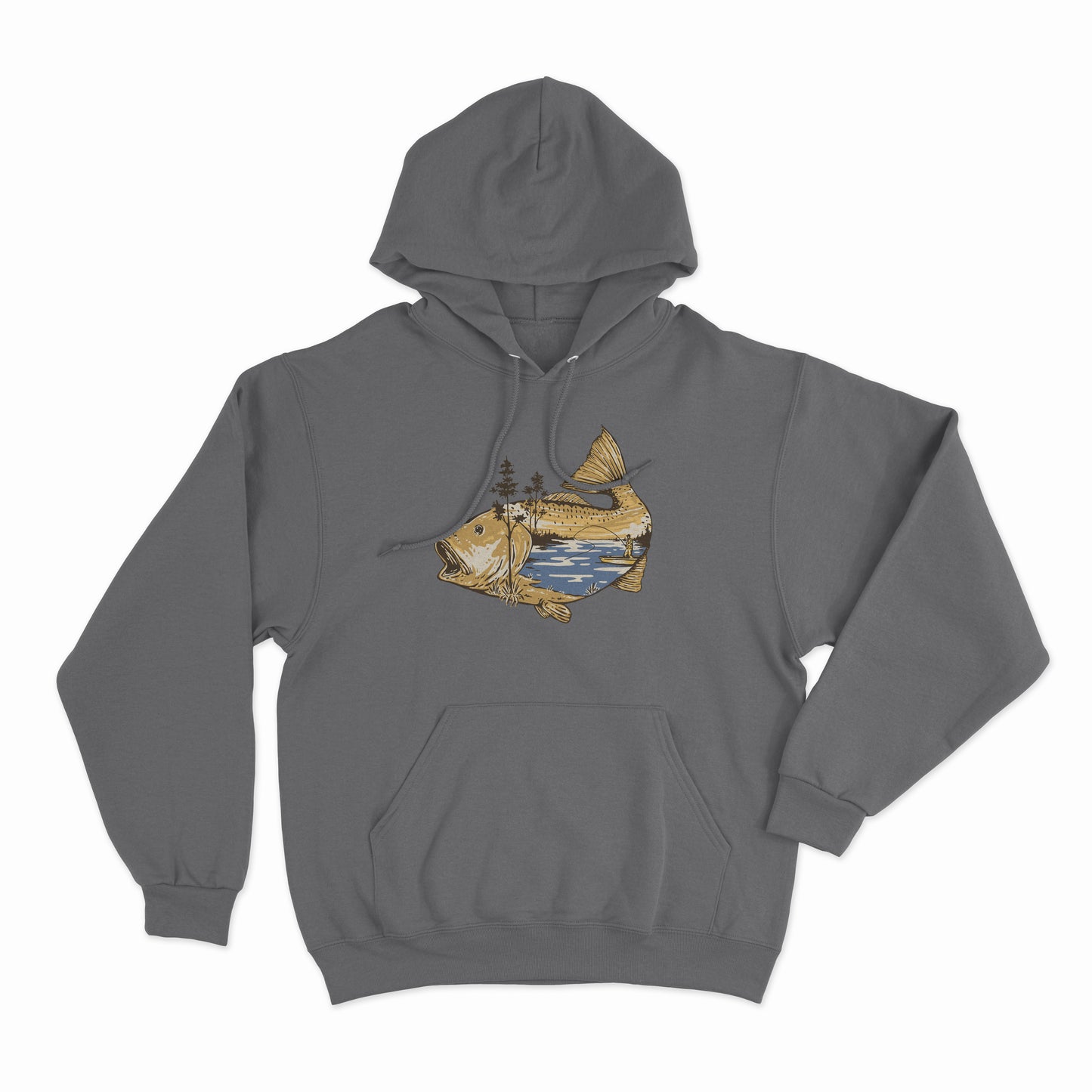 Carp paradise fishing scene - Grey Hoodie