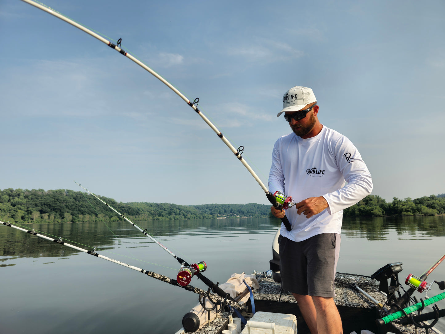 Premium Blue Catfish UV Long Sleeve Sun Shirt - White