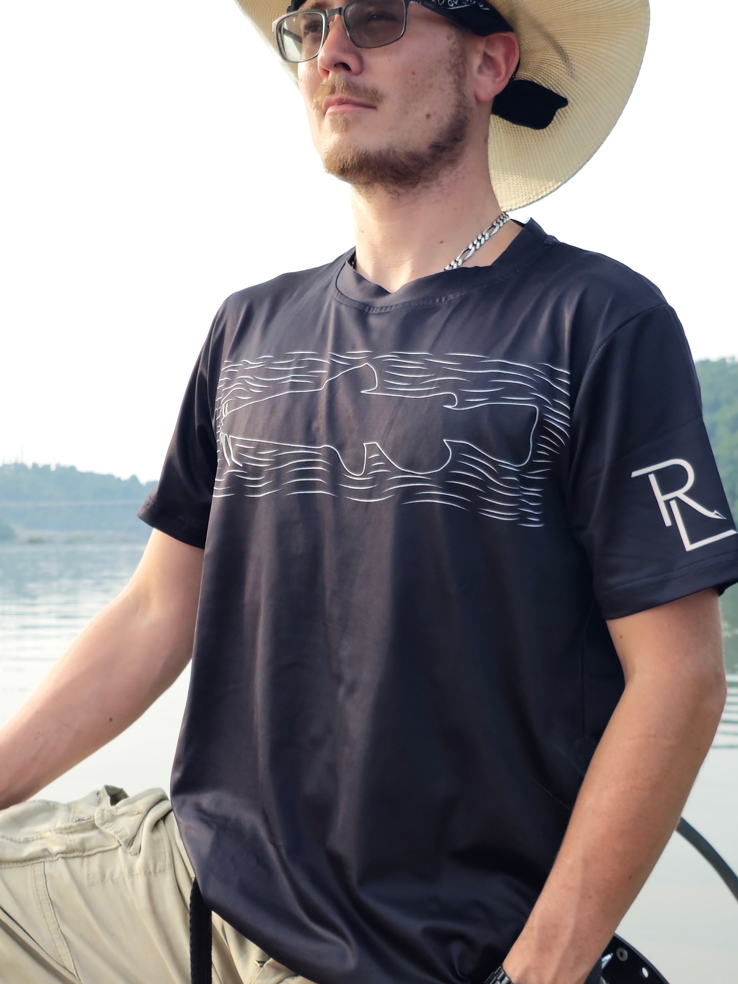 Flathead Catfish Outline T-Shirt - Black